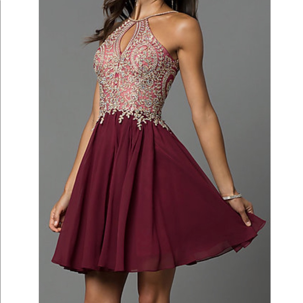 Short High-Neck Dave and Johnny Homecoming Dress
